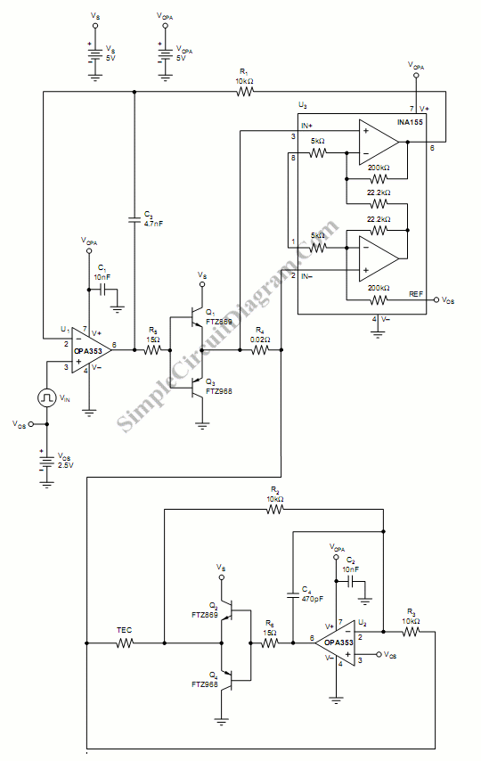 Linear TEC (Thermo Electric Cooler) Driver – Simple Circuit Diagram
