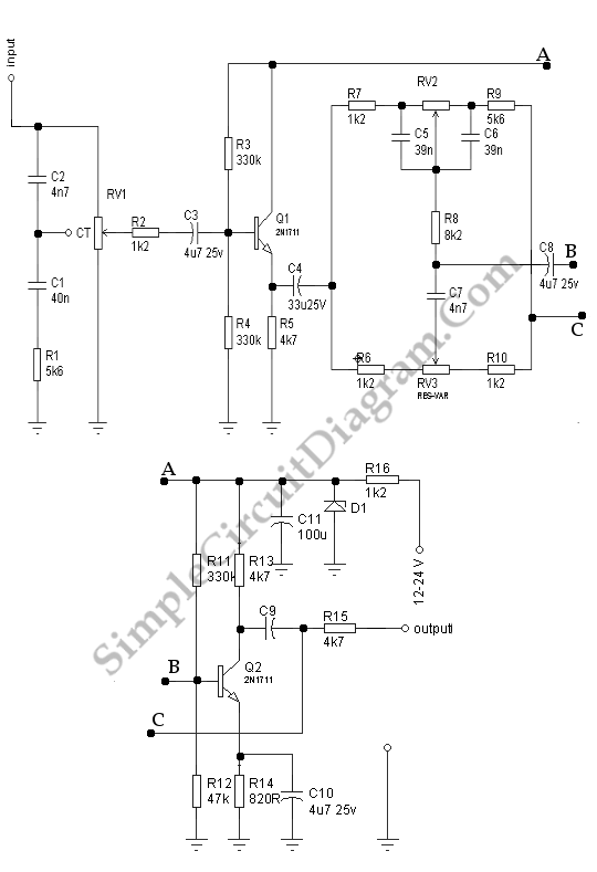 Hi-Fi Tone Control with – Simple Circuit Diagram
