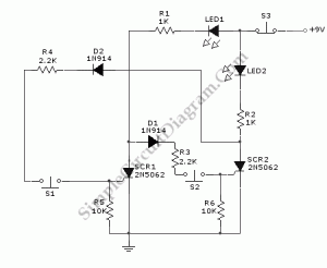 First-Response Monitor with SCR (Quiz Alarm) – Simple Circuit Diagram